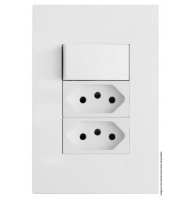 Conjunto Interruptor Simples + 2 Tomada 20a 4x2 - RECTA BRANCO SATIN FOSCO